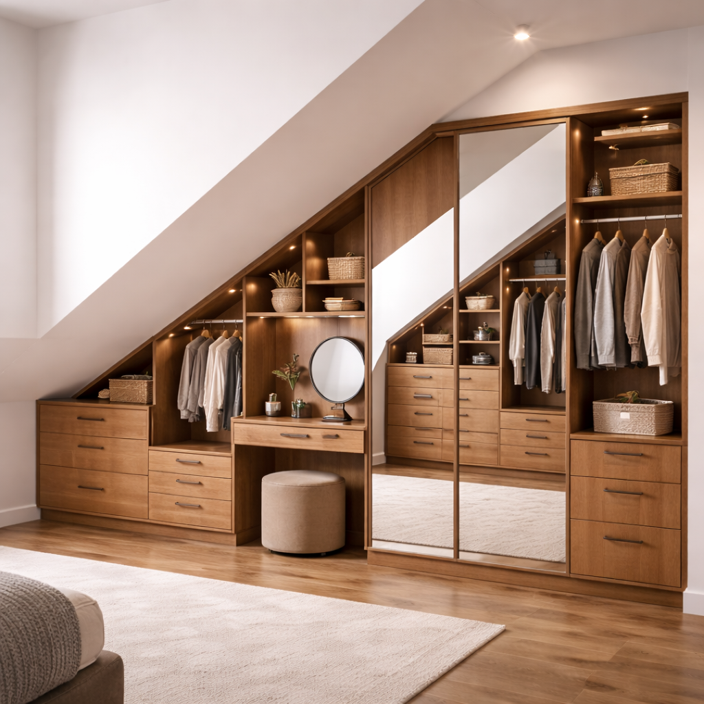 zabudowa skosow na poddaszu szafa pod skosem na wymiar meble pod skosami na poddaszu